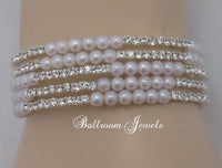 Crystal and pearl wrap bracelet