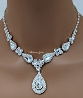 Pear rhinestone necklace set