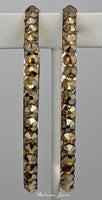 Jumbo narrow crystal hoop earrings - Gold