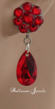 Red Flower and pear dangle Swarovski Crystal earring - Earrings - Ballroom Jewels