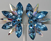 Half Star crystal ballroom earrings - Aquamarine blue