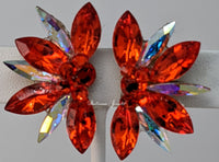 Half Star crystal ballroom earrings - Hyacinth orange