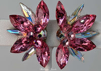 Half Star crystal ballroom earrings in Rose Pink