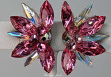 Half Star crystal ballroom earrings in Rose Pink