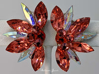 Half Star crystal ballroom earrings - Peach (Padparadscha)