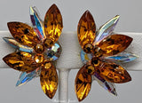 Half Star crystal ballroom earrings in Topaz