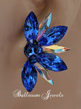 Half Star Crystal Ballroom Earrings - Sapphire blue