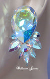 Large Swarovski Pear with a bottom spray Ballroom Earrings - Earrings - Ballroom Jewels