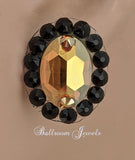 Crystal Oval Ballroom earrings - Gold and black