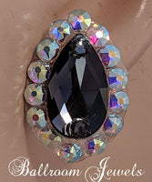 Pear crystal ballroom earrings- graphite black