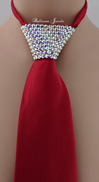 Men's  Red Tie  AB Crystal