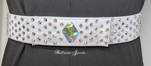 Silver crystal belt with Cosmic center crystal - 1½ inches wide
