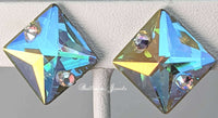 Small Square Aurora Borealis Crystal Ballroom earrings