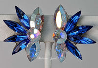 Small Spray Crystal Ballroom Earrings - sapphire