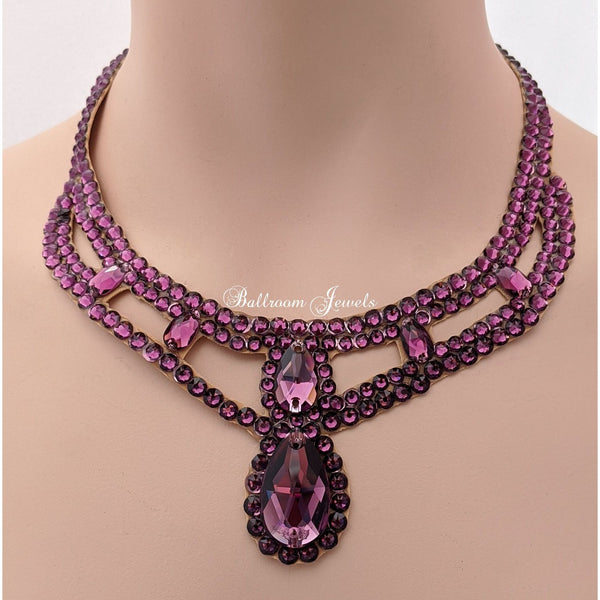Pear Drop Ballroom Necklace - Amethyst purple