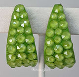 Large wide hoop crystal earrings in Electric Green
