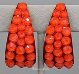 Large wide hoop crystal earrings in Electric Orange
