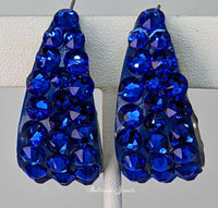 Large wide hoop crystal earrings in Majestic Blue