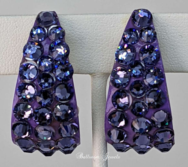 Large wide hoop crystal earrings in Tanzanite Purple