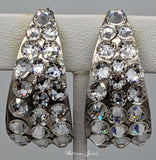 Large wide hoop crystal earrings in clear crystals