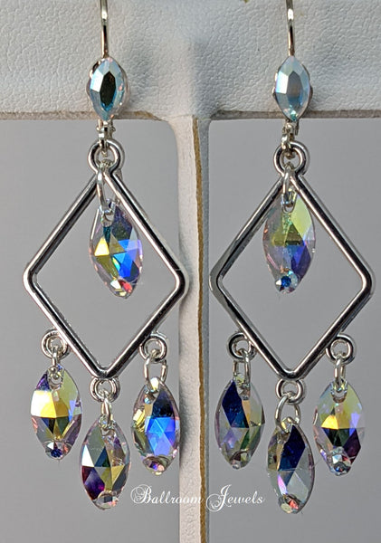 Small Crystal navette dangle earrings
