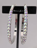 Jumbo Crystal hoop earrings -  aurora borealis crystals