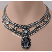 Pear Drop Necklace in Silver night crystals