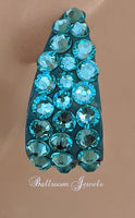 Large wide hoop crystal earrings in Light Turquoise blue