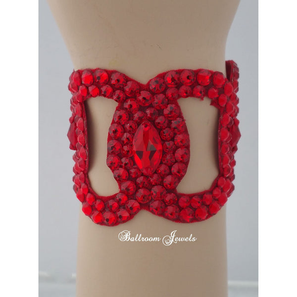 Ballroom Bracelet Crystal Navette shapes- red