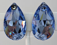 Large crystal pear Ballroom Earrings - Light Sapphire