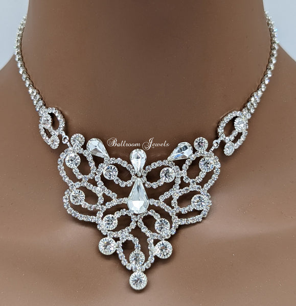 Swirl rhinestone necklace set