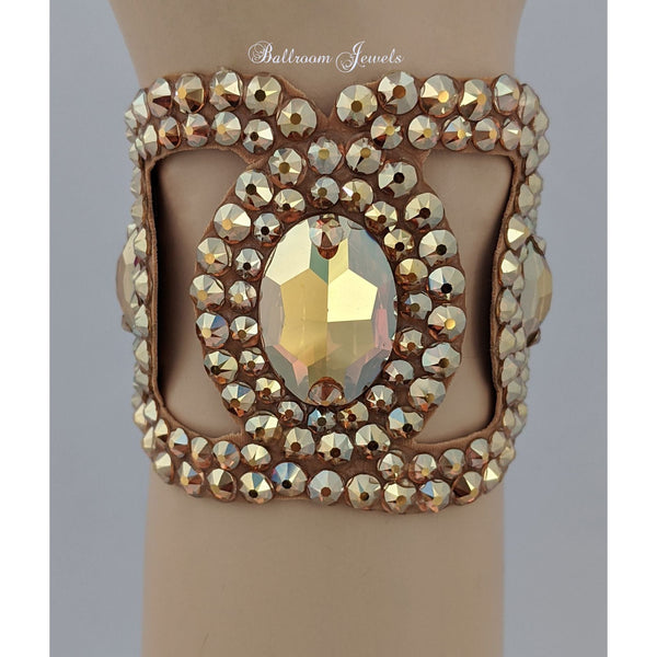 Three ovals Ballroom Bracelet Crystal - gold