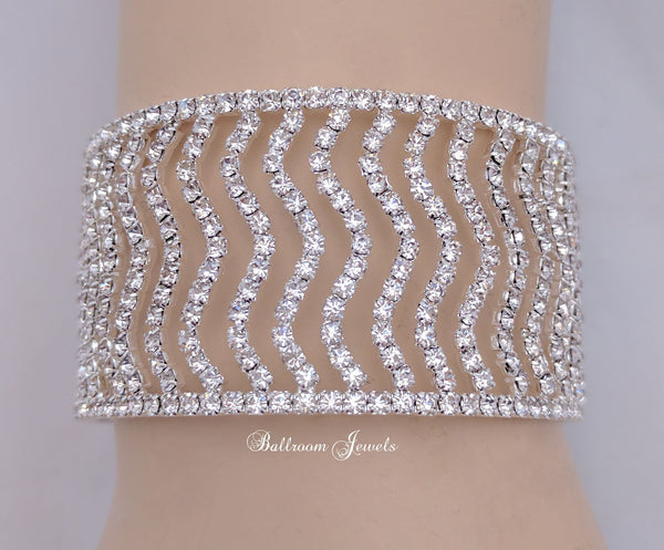Crystal wave bangle bracelet