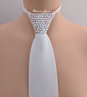 Men's  AB Crystal White Tie