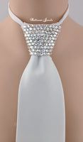 Men's Clear  Crystal White Tie