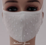 White with white crystals face covering