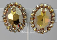 Crystal Large Oval Ballroom earrings - Gold