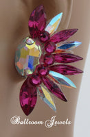 Crystal Ballroom Earrings Oval and Spray in color - Earrings - Ballroom Jewels - 7