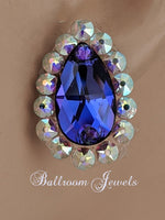 Pear crystal ballroom earrings - heliotrope purple