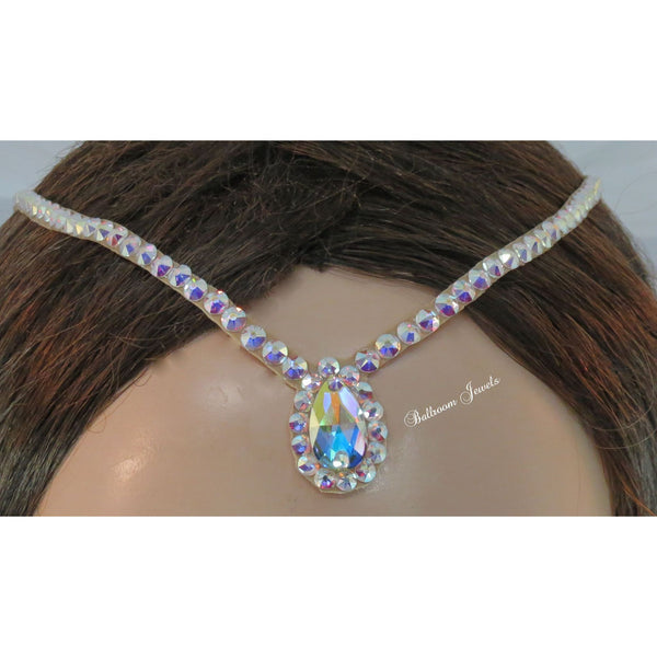Swarovski Hair line with larger pear surrounded by crystals - Hair Accessories - Ballroom Jewels