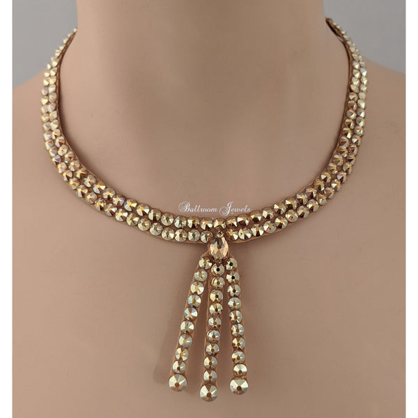 Ballroom necklace three drop - Gold