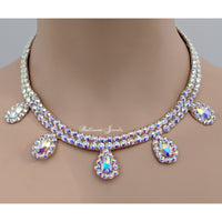 Ballroom necklace multi pear crystals