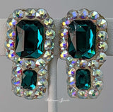 Emerald shape Ballroom earrings - emerald green