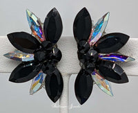 Half Star crystal ballroom earrings - in Jet Black