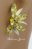 Half Star crystal ballroom earrings in Jonquil Yellow