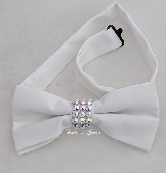 White and AB Crystal Bow Tie